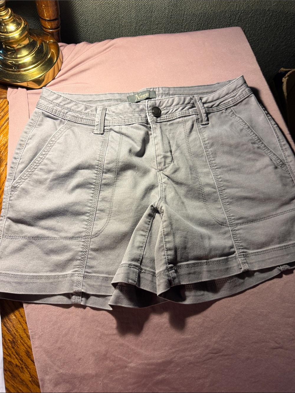 Natural Reflections Light Gray High-Waist Utility Shorts